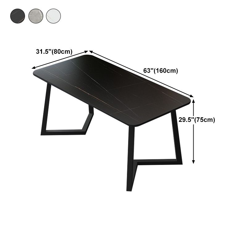 Table en pierre frittée rectangulaire pour table de salle à manger industrielle de restaurant avec double piédestal