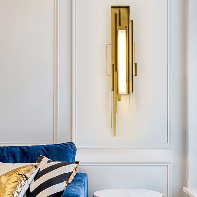 Iluminación de montaje de pared geométrica de metal minimalismo LED Gold Wall Light Splock para sala de estar