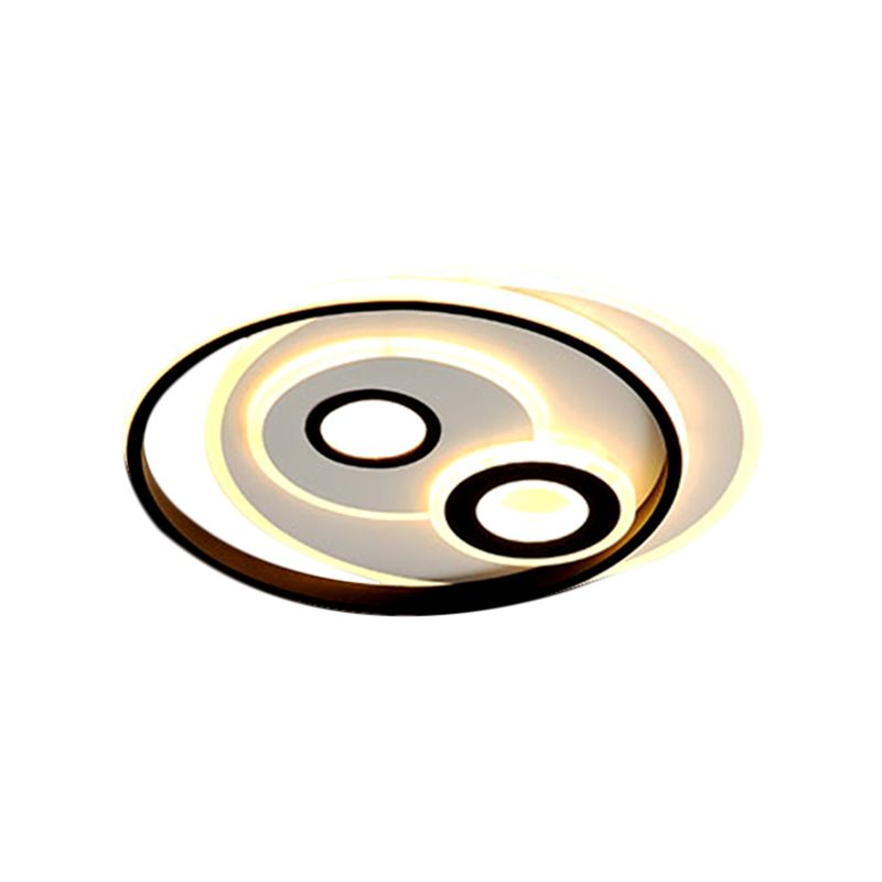 Modernist LED Flush Mount Fixture Black Circular Ceiling Lamp with Metal Shade in Warm/White Light, 16.5"/20.5" W