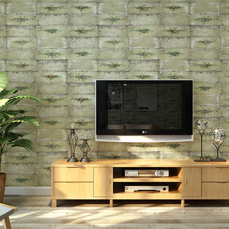 Revêtement mural effet brique pour décoration de café, papier peint Design Floral de couleur naturelle, résistant aux taches