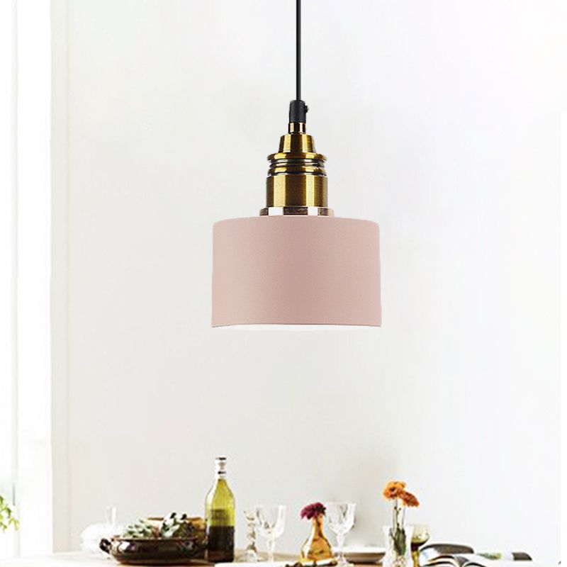 Lámpara de colgante redonda de 5 "/12" de ancho Macaron Macaron Metal Metal Lighting con enchufe de latón para corredor