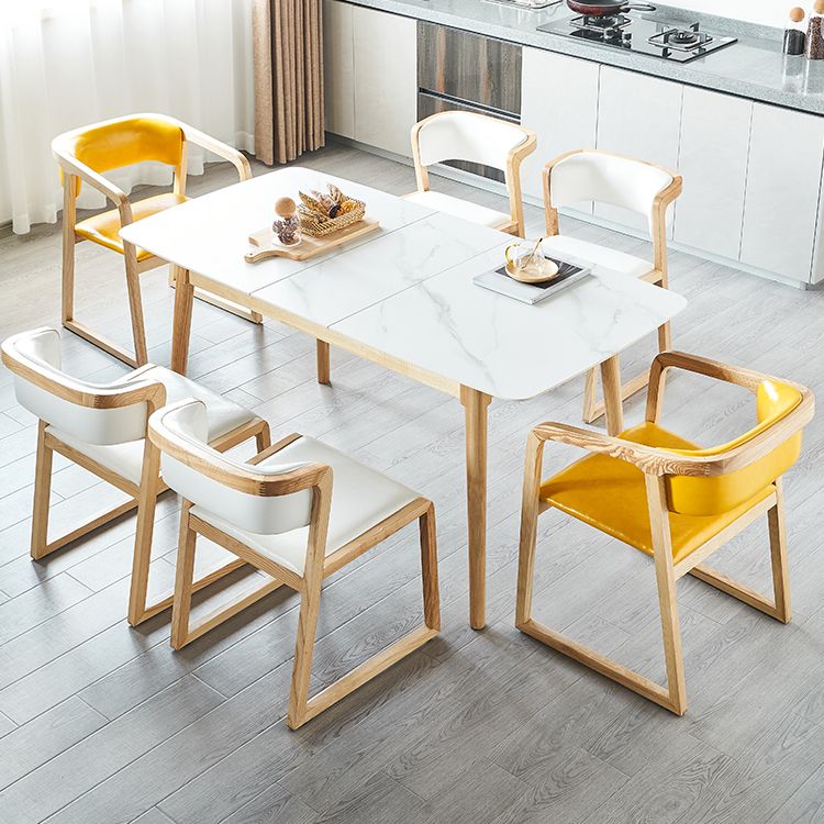Minimalist Sintered Stone Dining Table White Extendable Dining Table for Kitchen