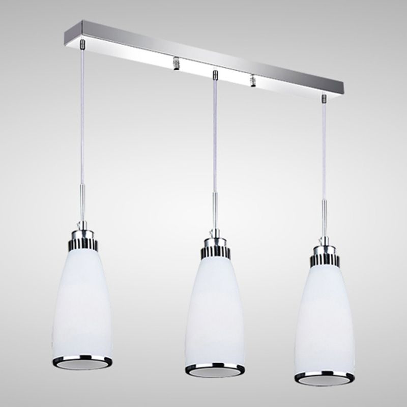 Modern Conical Pendant Ceiling Light Glass Dinning Room Ceiling Pendant Lamp in Silver