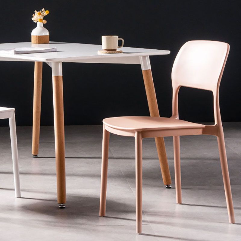 Silla de cocina de estilo contemporáneo, silla lateral de comedor con respaldo abierto sin brazos de plástico