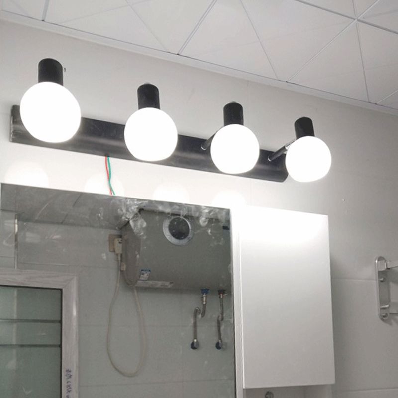 Dome Bath Vanity Light Fixture Minimalistic Satin Opal Glass Wall Mounted Lighting