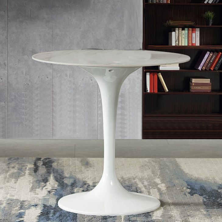 White Stone Table with Plastic Tulip Contemporary Round Dining Table