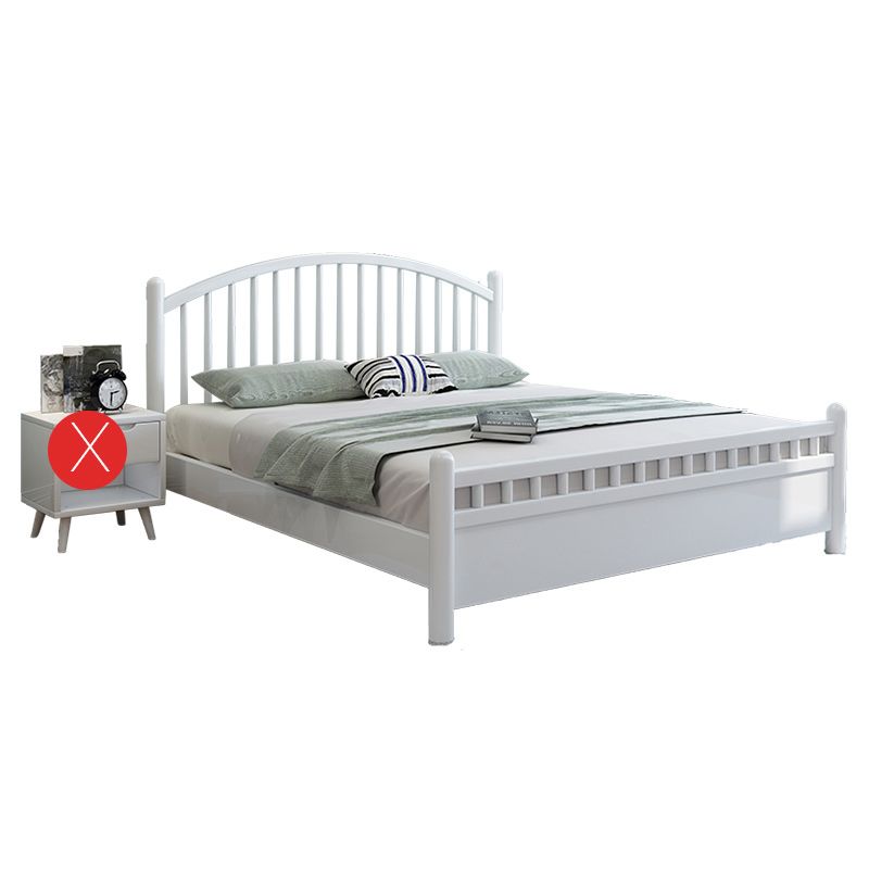 Contemporary Wood Slat Bed Arched Headboard Bed Set in White