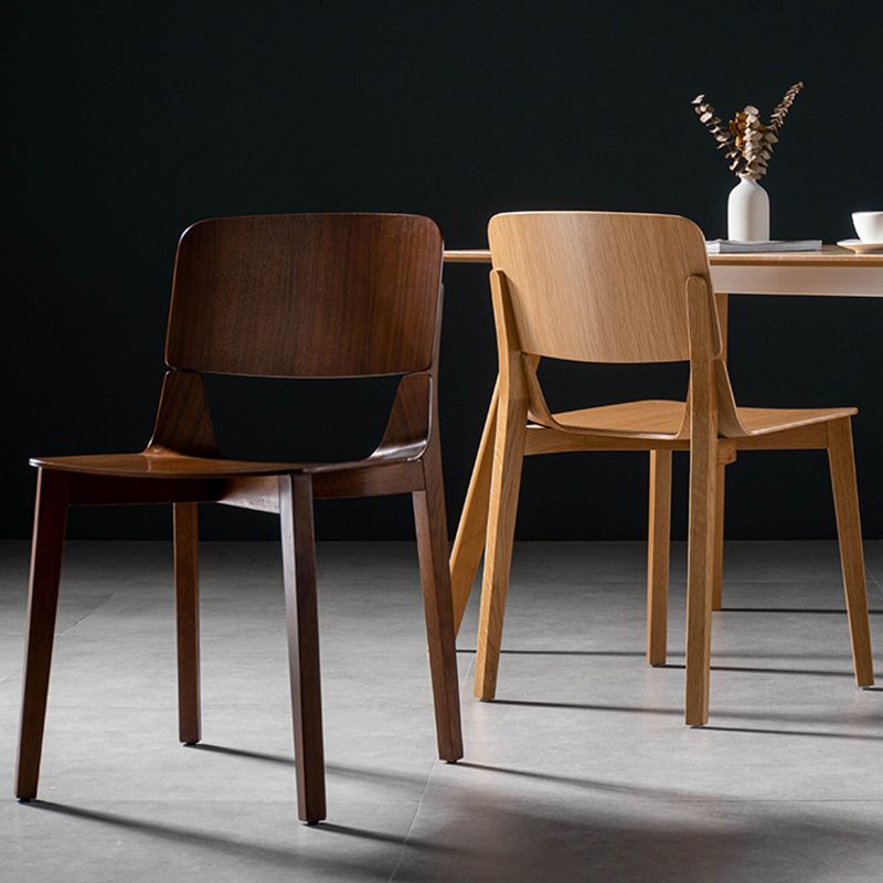 Silla de comedor de madera moderna con respaldo abierto, sillas laterales sin brazos para el hogar
