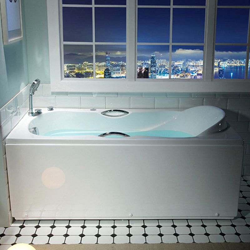 Modern Rectangular White Bathtub Back to Wall with Drain Bath Tub