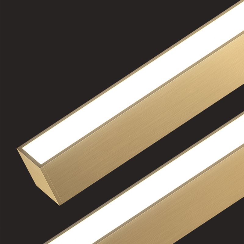 Gold Aluminum Island Lamps Linear Restaurant LED Pendant Lights with Acrylic Shade