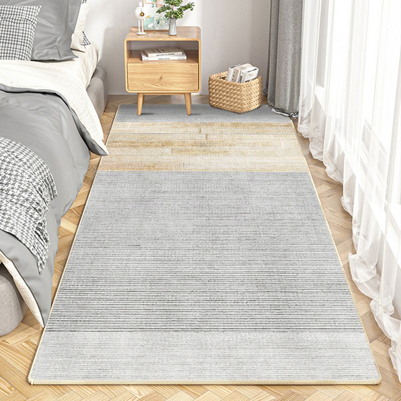 Modern Line Rug Beige Polyester Indoor Rug Washable Rug for Home Decor