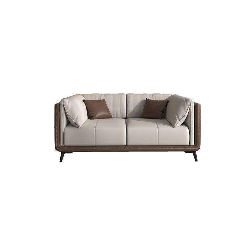 Genuine Leather Sofa Stationary Square Arm Seating for Living Room