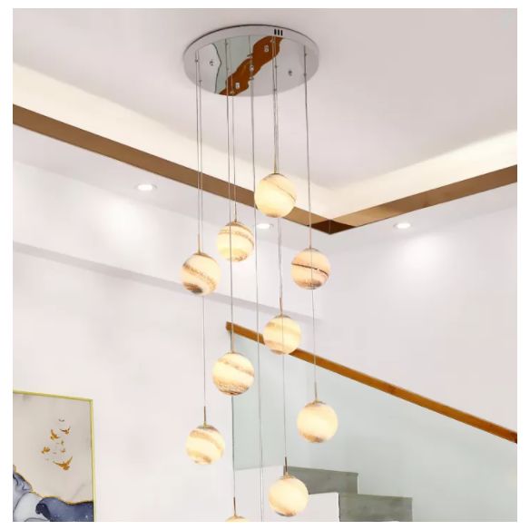 Noordse stijl planeet meerdere lichte hanger vlek glas 12-head trap hangend licht