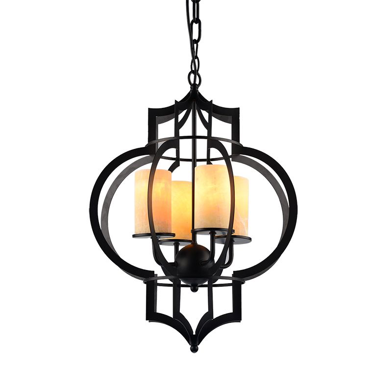 4 luci lampada a sospensione con cornice lanterna campagna nera finitura il lampadario metallico