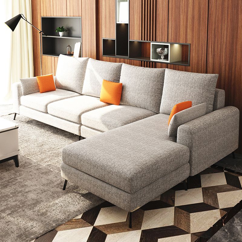 33.46" Tall Modern Linen Sectional/Sofa with Pillowed Back Cushions