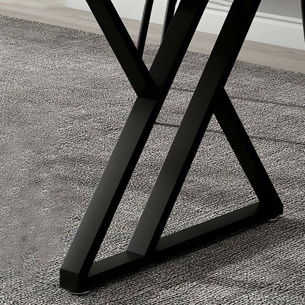 Rectangle Minimalist Dining Table White Tone Fixed Table of Sintered Stone