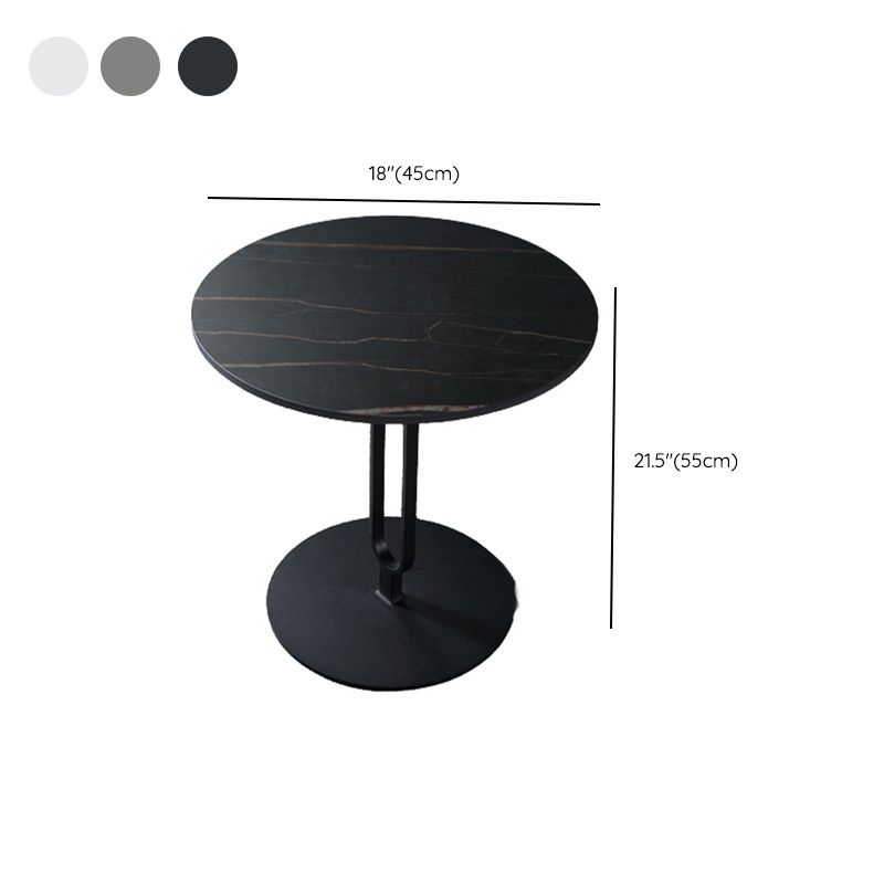 Stone Top Accent Side Table Round Pedestal Living Room Metal Corner Table