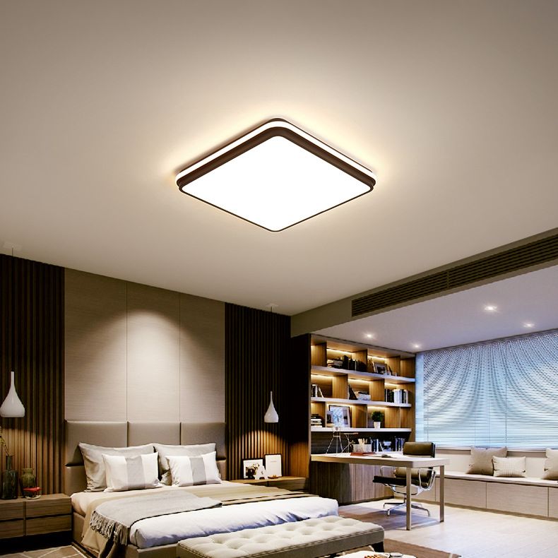 Black Geometrical Flush Ceiling Light Fixture Modern Style 1-Light Metal Flush Light