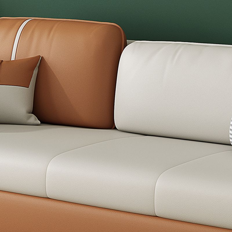 32.28" H Contemporary Faux Leather Square Arm Sofa Bed with Storage