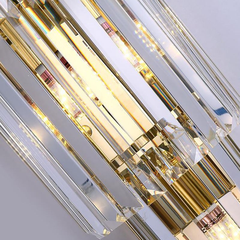 Contemporary 5/7-Light Golden Wall Mounted Sconce Crystal Shaded Wall Light