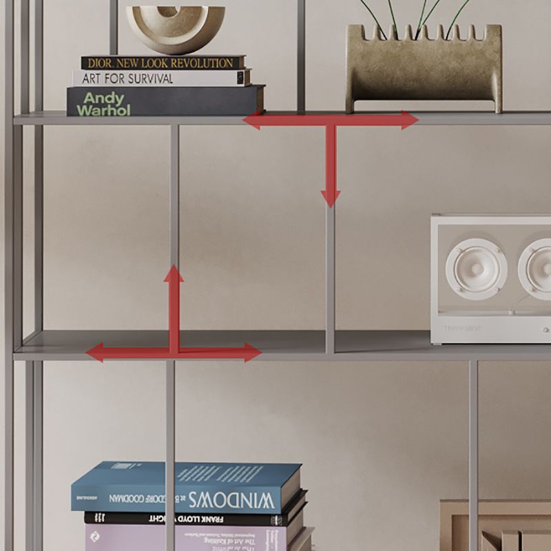 Modern Style Open Back Bookshelf Vertical Metal Bookcase with Shelves