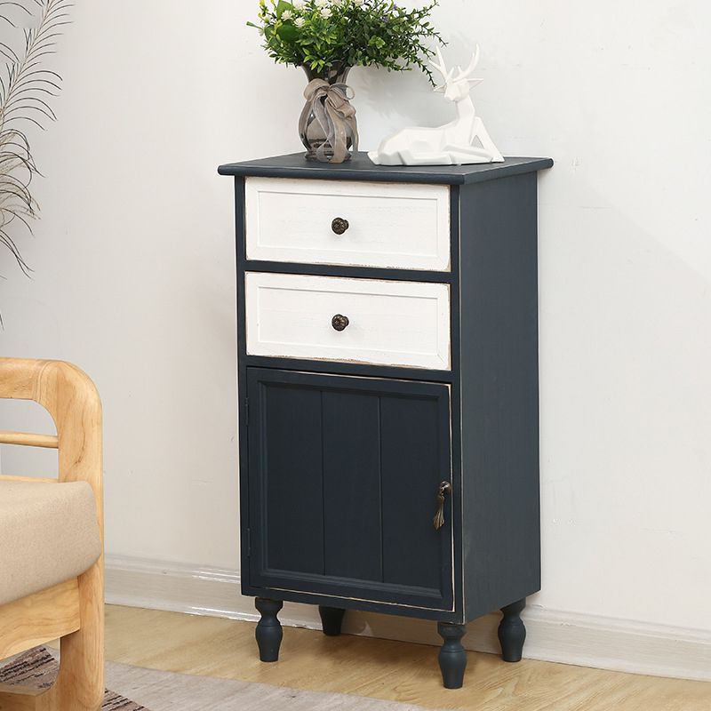 Industrial Turned Legs Accent Cabinet with Door and Drawers Storage Cabinet