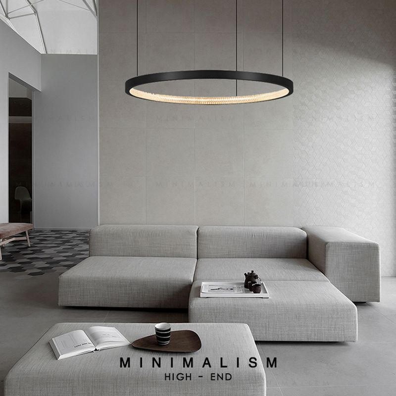 Lampadario moderno del cerchio di illuminazione a pendente a pendente lampadario in metallo lampadario