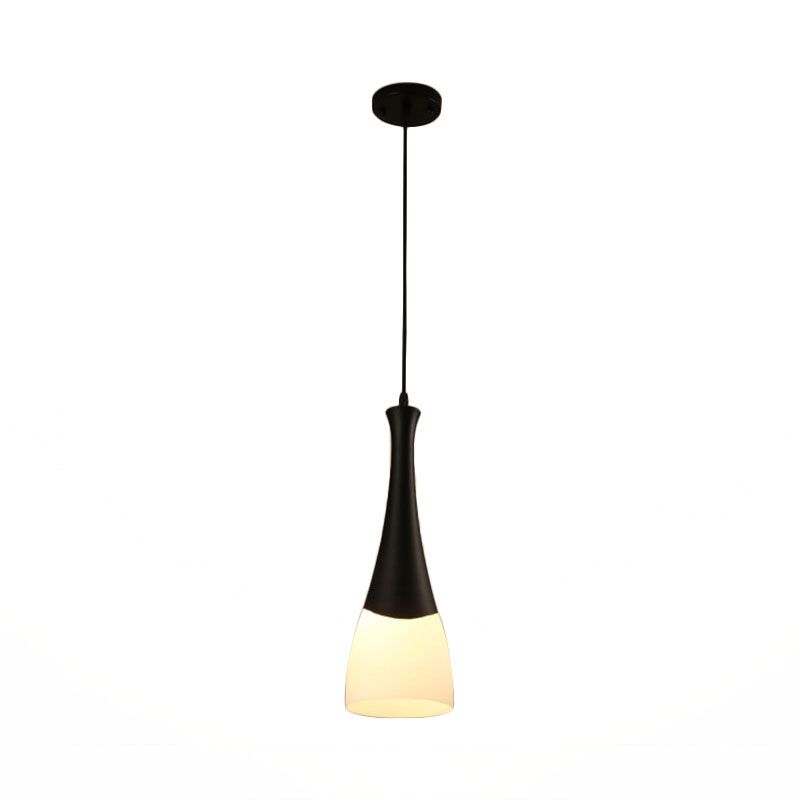 Conola lampada a sospensione in vetro latteo con ascensore lampada sospesa nera con baldacchino rotondo/lineare