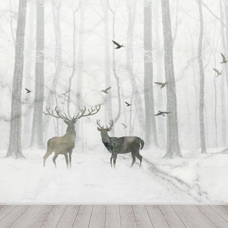 Illustration Style Abstract Mural Giant Wall Covering for Dining Room, Custom Printed