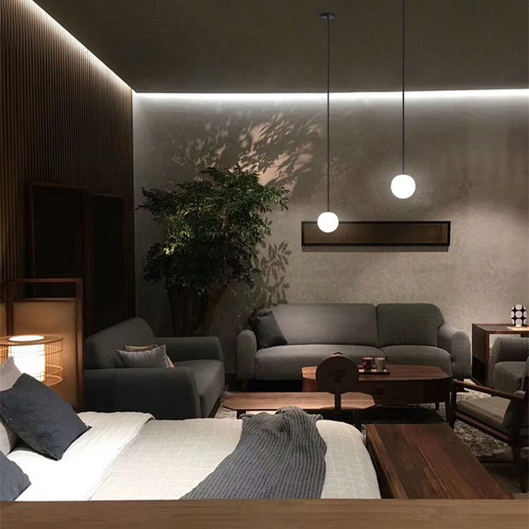 Minimalistischer Ball Anhänger weißes Glas 1 Glühbirnen -Schlafzimmer -Federung mit hängenden Stange