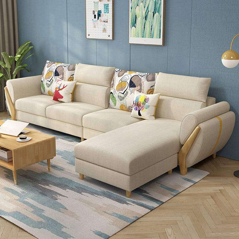 Flared Arm Ottoman Included Sectional Fabric 4-seat Sectional