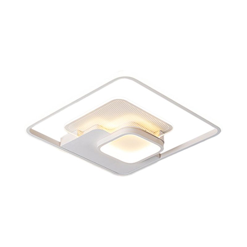 Metallic Square Flush Lamp Modern Black and White/White LED Ceiling Mounted in Warm/White Light, 16.5"/20.5" Wide