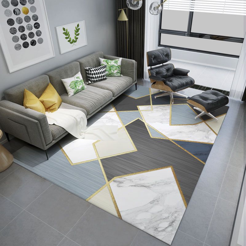 Grauston lässig Indoor Teppich Polyester Spleißen Druckteppich nicht rutschfestes Innenteppich für Wohnzimmer