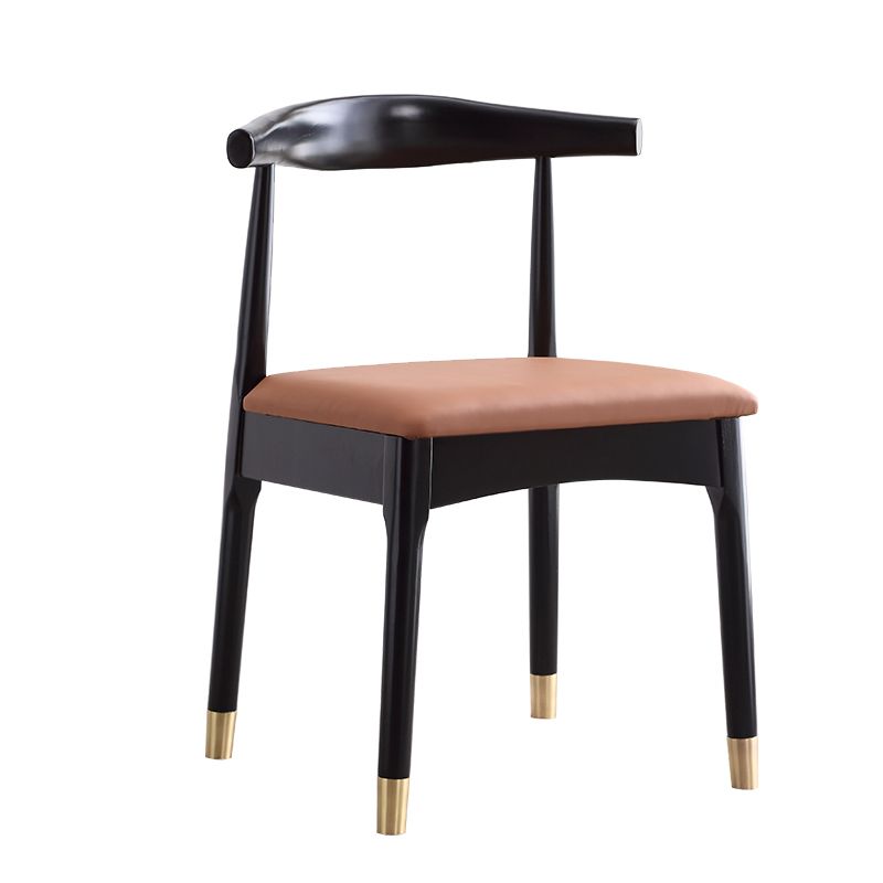 Chaise d'accompagnement scandinave intérieure ouverte de salle à manger en bois rembourré à dos rembourré