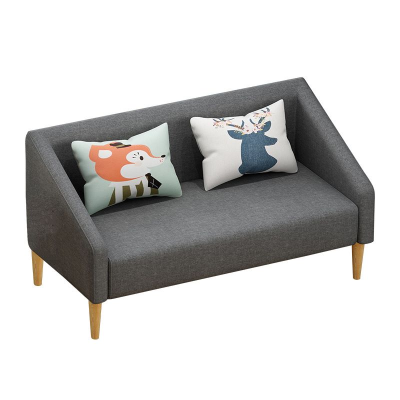 Contemporary Cotton Blend Faux Leather Sofa with Wooden Based
