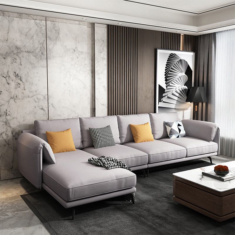 67" Wide Scandinavian Sectional Sofa Light-grey Sleeper Sectional