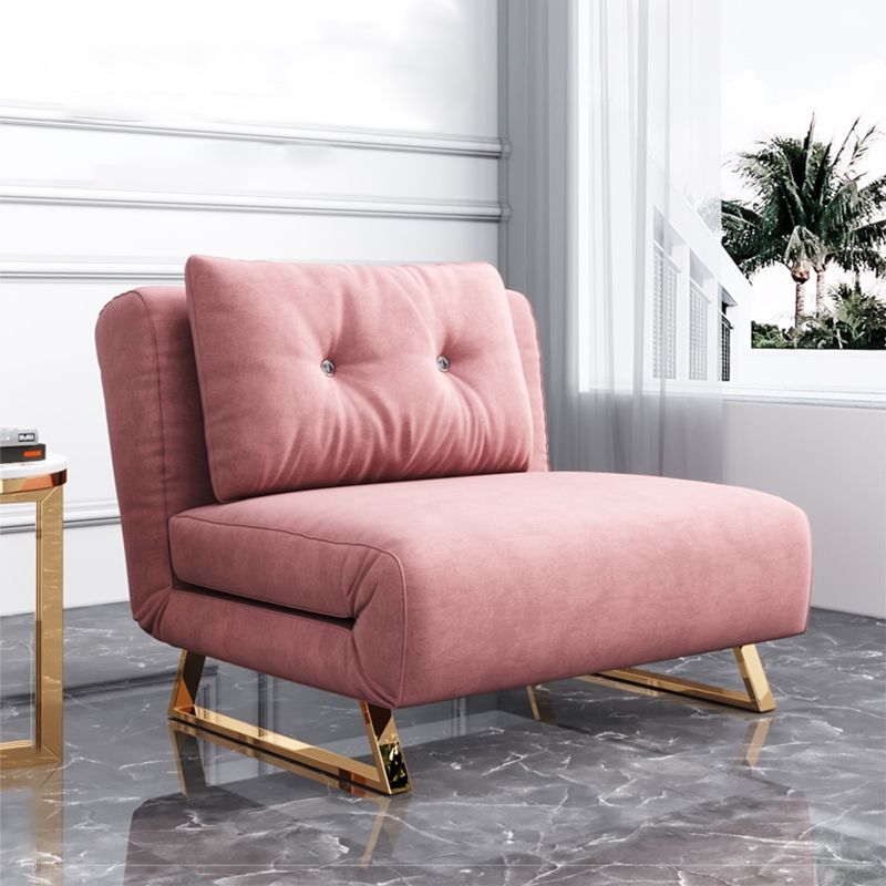 Glam Foldable Futon Frame with Velvet 31.5" Wide Futon Sofa Bed in Pink