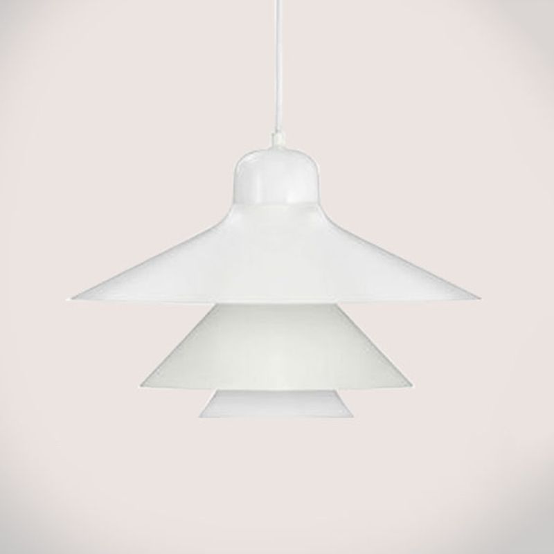 Layered Restaurant Pendant Lamp Metallic Single-Bulb Macaron Hanging Light