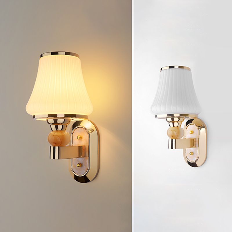 Geometric Shade Glass Wall Sconce Modern Style Multi Lights Wall Mounted Light in Gold