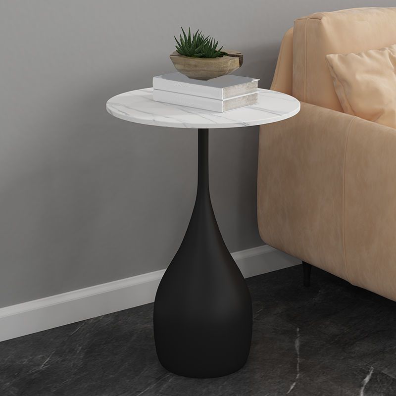 Modern Style Metal Base Slab & Metal Table Top Round Side Table