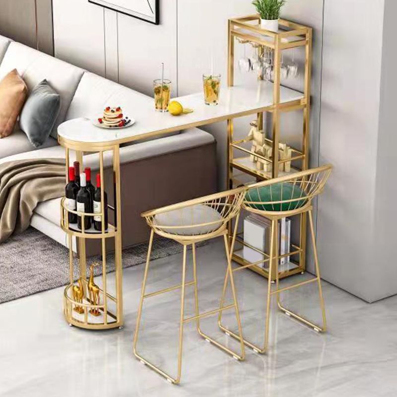 Faux Marble Top Bar Table Specialty Contemporary Style Pub Table for Breakroom