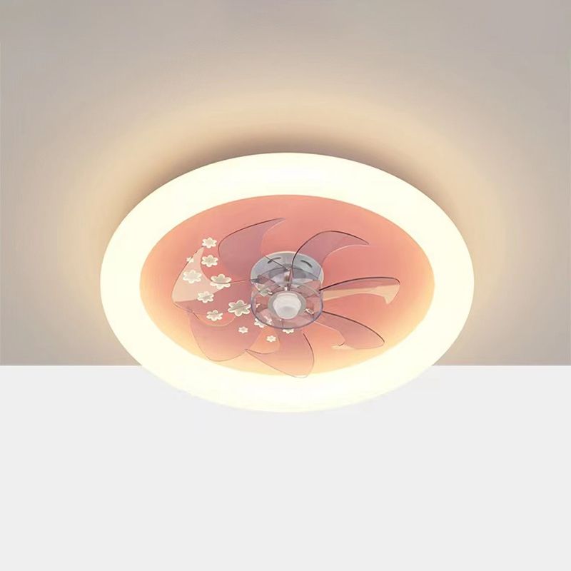 Round Shape Ceiling Fan Light Children LED Ceiling Mount Lamp with Acrylic Shade