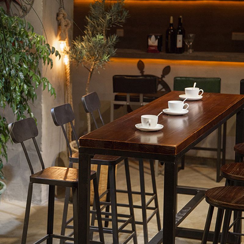 Industrial Rectangle Bar Stool and Table Set 1/2/7 Pieces Indoor Wood Pub Dining Set