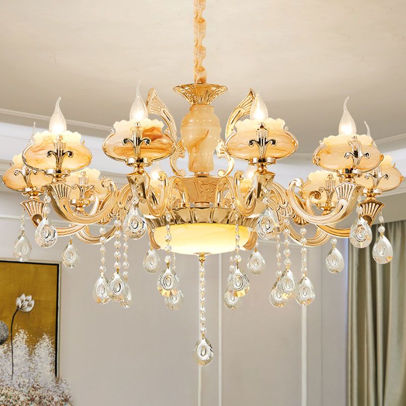 Blossom Jade lampadario giada lampada kit lampada a sospensione oro minimalista con drappeggio cristallino