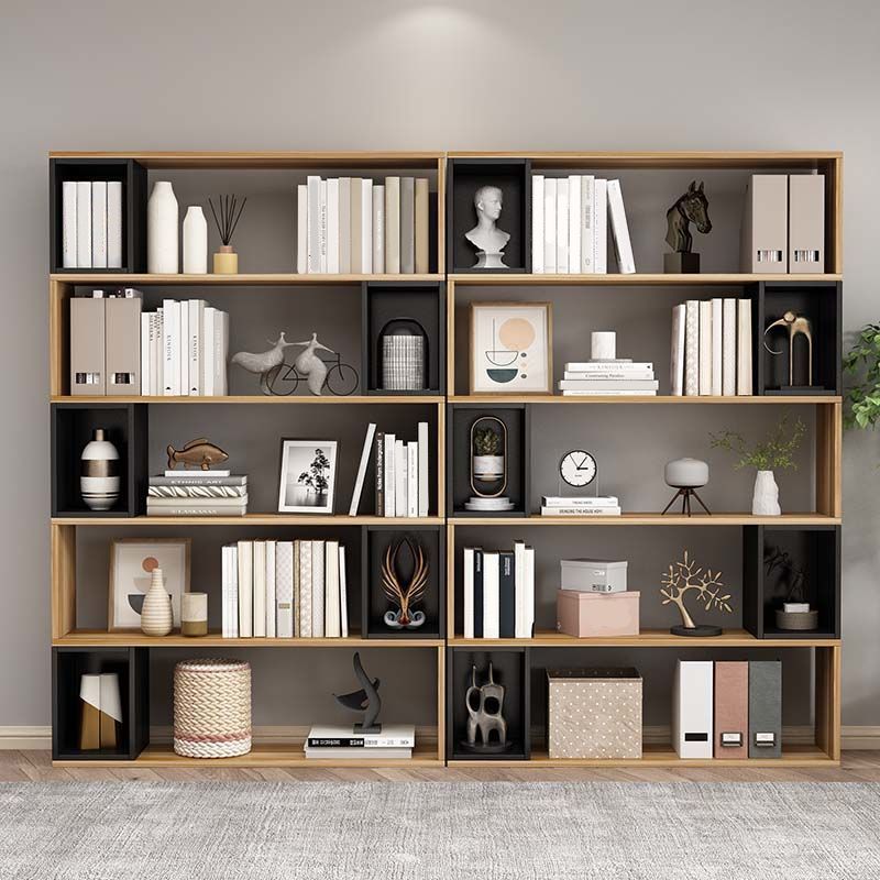 Standard Engineered Wood Bookshelf Modern Open Back Bookcase with Shelves