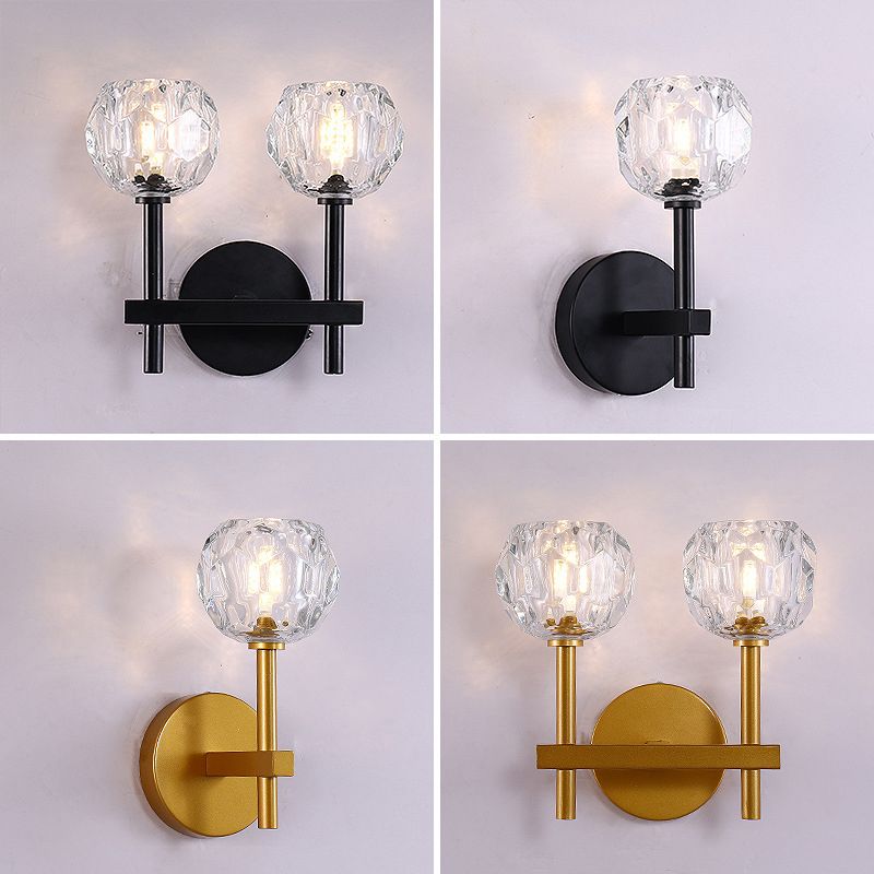 Modern Style Wall Light Fixture Crystal Shade Sconce Light Fixture for Bedroom