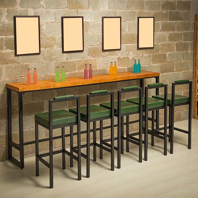 Industrial Bar Table Solid Wood Bar Height Rectangle Pub Table for Breakroom