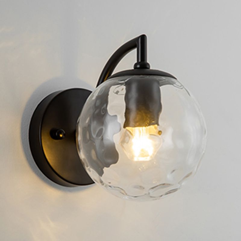 Industrial Style Ball Wall Sconce Glass 1 Light Sconces for Bedroom
