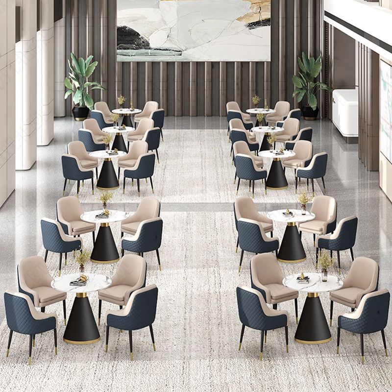 Glam Parsons Arm Chair Leather Upholstered Indoor Dining Chair