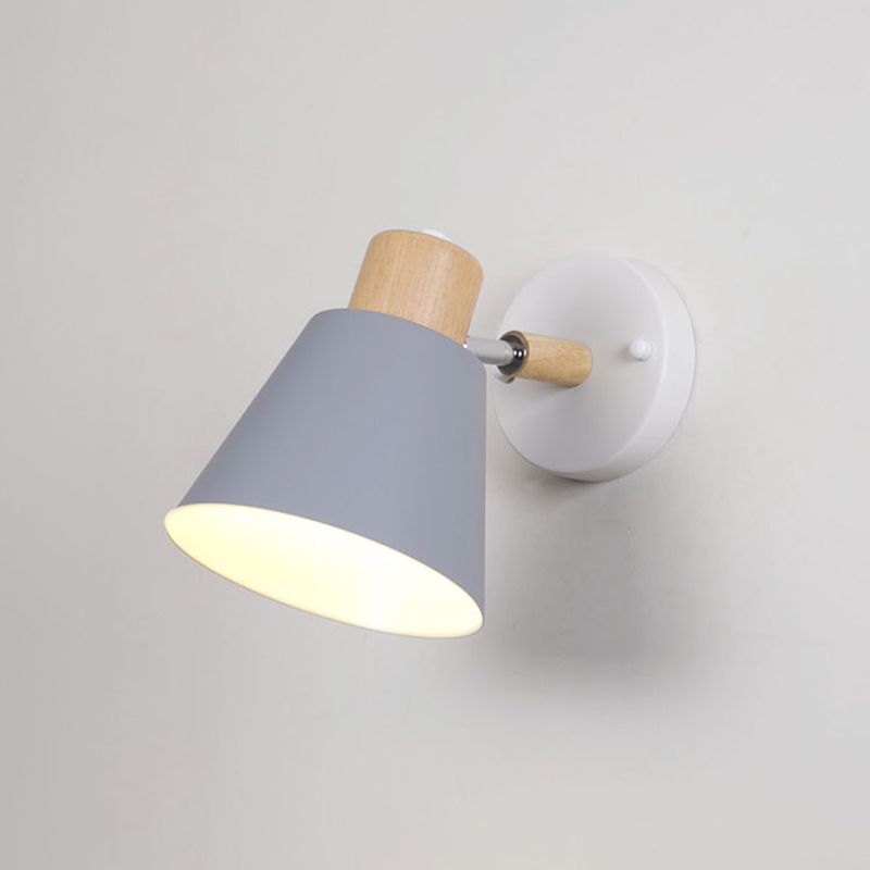 Cone-Shaped Wall Mount Lighting Nordic Style Metal Sconce Light Fixture for Bedroom